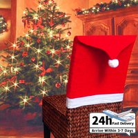 Christmas Santa Hat Chair Back Cover Decorative Dining Chair Decor Cover Festival Favor for Banquet Holiday Festival Decor