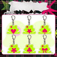 New Girl Singing Group Y2K Style Neon Green Frog Acrylic Keychain Cute Cartoon Pendant Keyring with Heart Star for Fans Gift