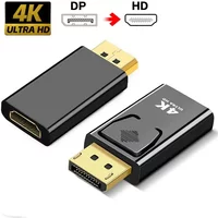 4K DisplayPort To HDMI Adapter DP To HDMI Converter Gold-Plated Connectors Audio Video Sync For PC Laptop PS5 Monitor