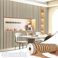 40cmX3M Faux Grille Wood Pattern Wallpaper Self Adhesive New Simple Chinese Style for Restaurant Barbershop Hotel Wall Decor