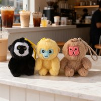 Golden Monkey Plush Toy Keychain Holder White-Faced Saki Pendant Soft Dolls Fun Accessory To Bag Functional Plushie Keyring Gift