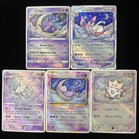 Pokemon PTCG Cards Colored Pencil Art Style Gengar Sylveon Jirachi Mew Togepi Collection Cards Rare Holo Cards Pokemon Gift