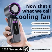 Foldable Cooling Fan Strong Wind Portable Handheld Neck Hanging Mini Refrigeration Fan 3 Colors Optional Outdoor Summer Daily