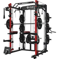 %a Smith Machine, 2000LBS Multifunctional Squat Rack with LAT Pull Down System&Cable Crossover Machine