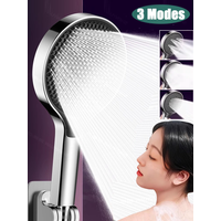 Upgraded 15CM Big Panel Massage Spa Pressurized Shower 3 Modes High Pressure Rainfall Shower One-Key Stop Handheld Shower Head