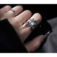Cute Y2k Star Open Ring for Women Creative Vintage Silver Color Adjustable Rings Couple jewelry gift