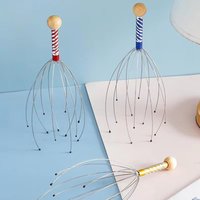 1PC Stainless Steel Octopus Head Massager Engraved Relaxer Brain Massage Claw Scalp Scratcher Itch Reliever Random Color