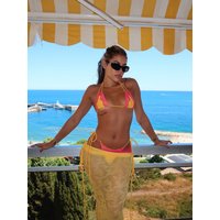 New 3Pcs Crochet Bikini Women Swimsuit Sexy Swimwear Halter Biquini Push Up Swim Suit Strappy Bodysuit Female Bathsuit Beachwear