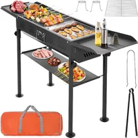 120x30x65cm Portable BBQ Grill Folding Charcoal Grill Household Garden Backyard Camping Barbecue Grill Stainless steel Black