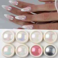 8 Colors Chrome Nail Powder Magic White Pearl Kit Holographic Aurora Rainbow Mirror Effect Pigment Y2K Glitter Dust