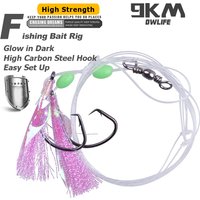 9KM Fishing Bait Rig with Sharp Circle Hooks Barrel Swivel Glow Beads Bottom Fishing Rigs for Freshwater Flounder Sea Fishing