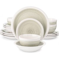 vancasso 16/32 Piece Ceramic Plates Set HandPainted Stoneware Tableware Set with 4PCS Dinner Plate/Dessert/Soup/Bowl for 4