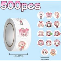 500Pcs Naruto Sakura Haruno Chibi Sticker Roll, Round Cute Pink Anime Character Decals for DIY, Laptop & Gift Decor