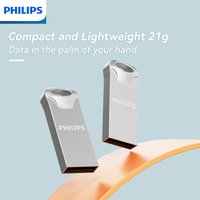 PHILIPS 128GB USB Flash Drive USB Stick, Rugged Metal Casing, Storage Expansion for Photos, Videos, Music, Files, Silver