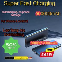 20W Super Fast Charging 500000mAh Power Bank Large Capacity PD Digital Display Portable External Battery 20000mAh 57000mAh