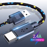 2.4A USB Type C Cable Fast Charging Nylon Braided Data Cable For Xiaomi 13 Huawei P60 Samsung S23 iPad USB C Phone Charger Wires