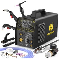 HHZXVOGEN HVM270 6-in-1 Aluminium-Schweißgerät: Schneiden/Gas-MIG/Gaslos-MIG/HF TIG/MMA ARC Stick mit Digitalanzeige, 2T/4T Punkt-Inverter-Schweißgerät für Edelstahl, Gusseisen,