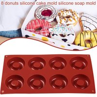 Donut Mold 8 Slots Silicone Non-Stick Donut Mold Heat Resistant Baking Donut Tray Reusable Donut Mold Tray Silicone Doughnut Pan