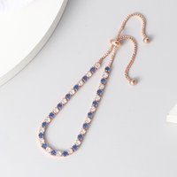 Tennis Bracelets For Women Simple Blue Round 3*3mm Zircon Rose Gold Color Female Bracelet Jewerlly Fashion Korean Gifts H055