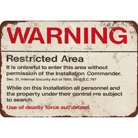 Ranch Metal Signs Vintage Yard Decor Art Tin Sign Retro Warning Restricted Military Area 51 Vintage Look Basement