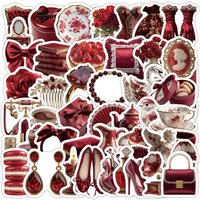 50-100PCS Red Playful Clip Art Graffiti Stickers Waterproof Cute Decals for Water Bottle Scrapbook Journal Stationery Decor