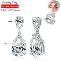 Serenity 7ct Pear D Moissanite Earrings For Women Girl Gift S925 Sterling Silver Sparkling Drop Water Pendant Earrings Jewelry