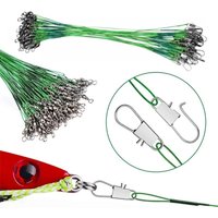 20pc Strong Tensile Force Anti Bite Fishing Line Steel Wire Leader with Rotating Snaps Fishing Leader Wire for Fishing Accessory