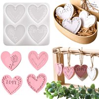 4 Hole Love Pattern Pendant Silicone Mold DIY Heart Shape Crystal Keyring Crafts Making Plaster Resin Casting Molds Home Decor