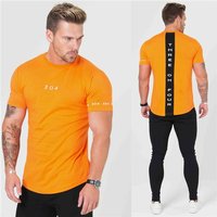 New Gym Clothing Fitness Tees Men Fashion Extend Hip Hop Summer Short Sleeve T-shirt Cotton Bodybuilding Muscle Guys