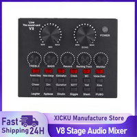 V8 V8S Audio Mixer USB External Headset Microphone Webcast Personal Live Broadcast Sound Card For Phone Computer