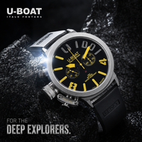 U-BOAT Men's Quartz Chronograph Watch 44mm Stainless Steel Case Silicone Band 1001M Waterproof image 4