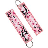 Pink Cherry Blossom Keychain for Motorcycles Cars Flowers Embroidery Key Fobs Sakura Key Tag Fashion Key Ring Accessories Gifts