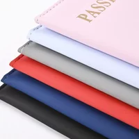 Women Men Travel Passport Ticket Holder Case PU Passport Protective Cover Letter Print ID Card Passport Holder Clip Bags