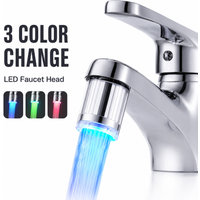 LED Temperature Control Faucet Head with Automatic 3-Color Change Water Saving Light Tap Nozzle for Kitchen Bathroom Aerator