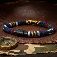 Boho Woven Bracelet for Men Colorful Braided Rope Wristband Magnetic Alloy Clasp Ethnic Surf Style Festival Gifts for Him