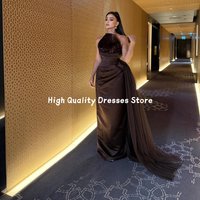 Prom Dresses Halter Sequin Bodice Long Dress Ruched Waist Side Tulle Train Evening Gown Birthday Party Engagement Customized 