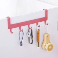 Storage Hanger 5 Hooks Bathroom Organizer Rack Traceless Door Back Type Towel Hanger Multi-Purpose Iron Art Over Door Hook