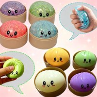 Cute Bao Bun Squishy Stress Relief Toy Colorful Steamed Bun Squeeze Fidget Toy for Kids Adults Gifts In Stock