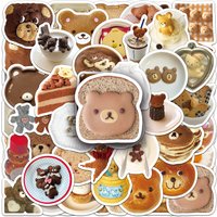50 PCS Ins Style Cartoon Bear Cake Fun Stickers Pack Vinyl Waterproof Decorate Water Cup Phone Fridge Car Stationery Decals