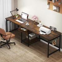 Tribesigns 78.74’’ Two Person Desk with 2 Drawers, Long Double Computer Desk Gaming Table with Shelves image 4