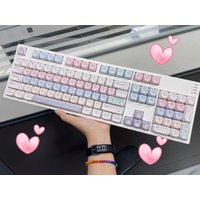 Korean Keycap French Azerty Candy 130Key MOA Cherry PBT MX Mechanical Keyboard Japanese KR/JP/FR Cute Pink Blue Hangul Keycap