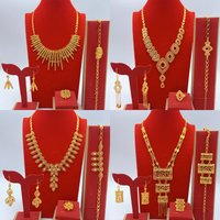 African 24K Gold Plated Jewelry Set For Women Wedding Dubai Indian Brazilian Pendant Necklace Earrings Bridal Gift Jewellery