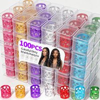 100pcs Colorful Gold Silver Dreadlock Hair Ring Cuff Clip Hair Braids Dirty Braids Beads Buckles Hairpin Jewelry Accessories