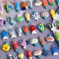 5-30PCS/LOT Mixed Random Colorful Ceramic Glass Ocean Fish Pendants Charm Jewelry Making Findings for Necklace Earring Keychains
