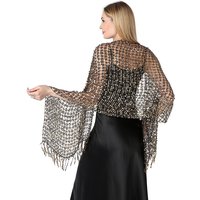 Women's 1920s Scarf Wraps Sequin Deco Fringed Wedding Cape Evening Shawl Vintage Prom Bridesmaid Bride Wedding Party Shawl