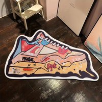 Tapis de basket-ball jaune en forme de chaussures, baskets Funky irrégulières, pour salon, chambre à coucher, tapis de salle de bain moelleux