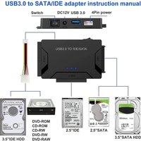 USB 3.0 to SATA IDE Hard Disk Adapter Converter Cable for 3.5 2.5 inch HDD/SSD CD DVD ROM CD-RW 3 in 1USB IDE SATA Adapter