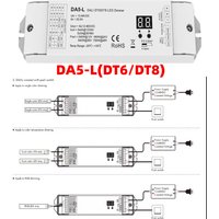 DC12V-48V CV DALI LED Dimmer 5 Channel 5CH*4A 24V Controller Constant Voltage DA5-L(DT6/DT8) For RGBCCT RGB LED Strip Light Tape
