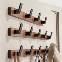 Wooden Wall Hooks With Metal Arms For Hanging Coats Bags Hats Entryway Bathroom Bedroom Storage Organizer Portable Container