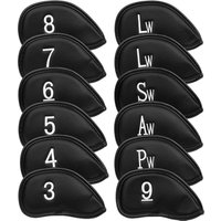 12PCS/Set Exquisite PU Golf Club Iron Head Covers Protector Golf Head cover Sets Iron Club Head Cover Accessories
